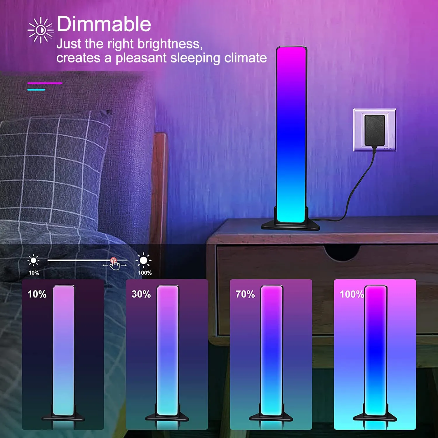 LED computer phantom desktop atmosphere light in black with voice control and RGBIC RGB colours