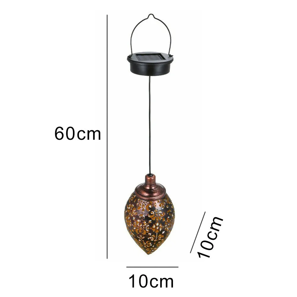 Outdoor waterproof solar hollow lamp made of iron with polysilicon solar panel, 10x10x60cm, warm white light