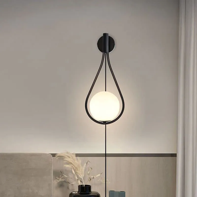 European modern glass wall lamp 210mm black cream mask screw-type design