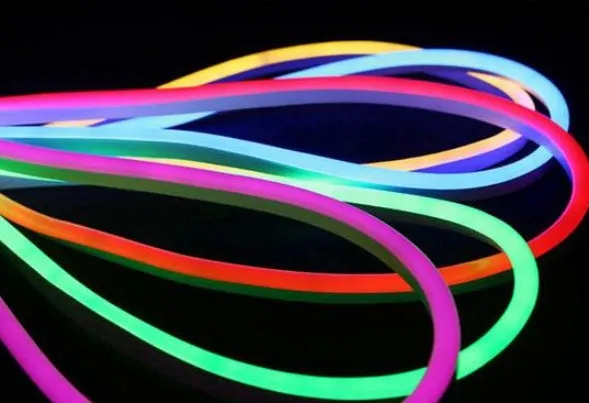 Mountain shape acrylic LED neon light with sunrise colour effect on a wall