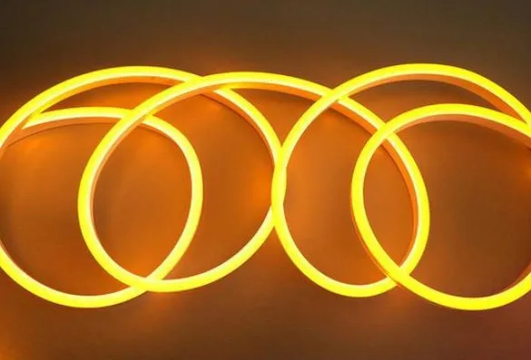 Mountain shape acrylic LED neon light with sunrise colour effect on a wall