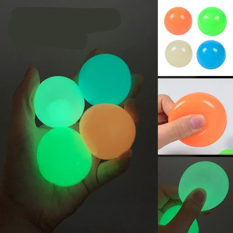 4.5cm luminous ceiling ball in neon green, sticky TPR material for indoor wall play