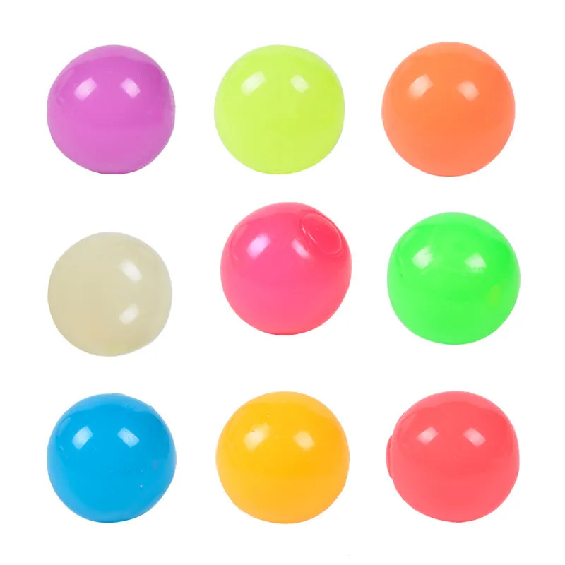 4.5cm luminous ceiling ball in neon green, sticky TPR material for indoor wall play
