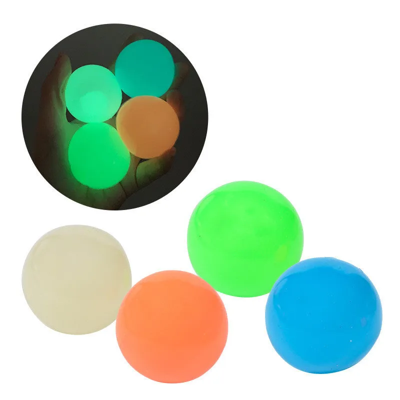 4.5cm luminous ceiling ball in neon green, sticky TPR material for indoor wall play