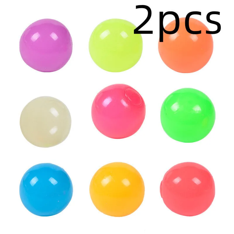 4.5cm luminous ceiling ball in neon green, sticky TPR material for indoor wall play