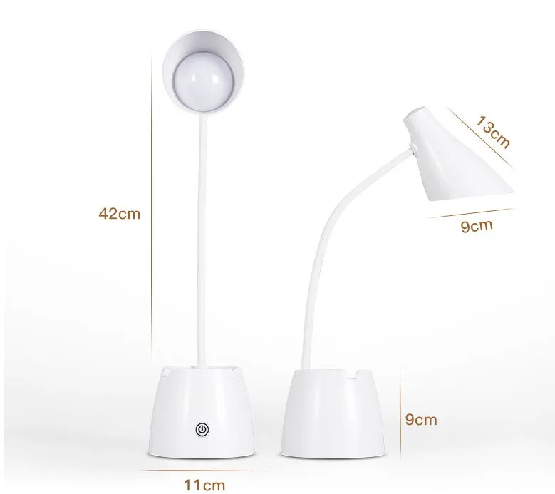 LED folding eye protection table lamp in beige with three colour temperature settings and rechargeable battery