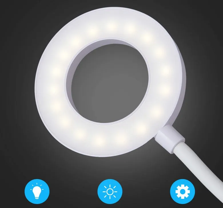LED folding eye protection table lamp in beige with three colour temperature settings and rechargeable battery
