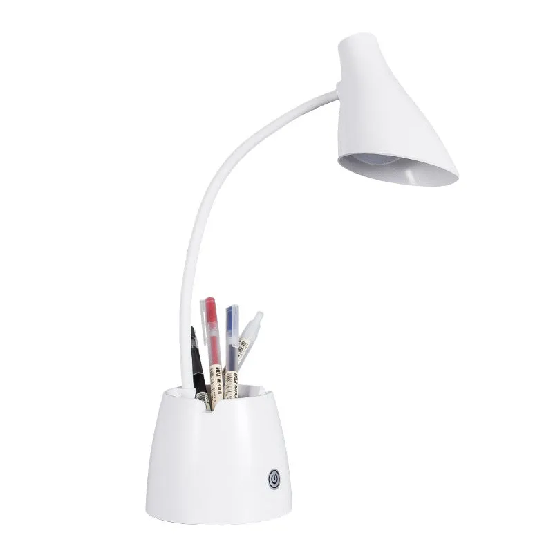 LED folding eye protection table lamp in beige with three colour temperature settings and rechargeable battery