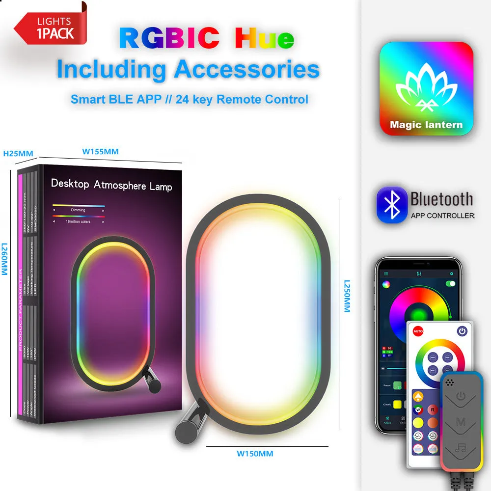 Smart RGB Ambience Light in black finish with USB cable and app control via smartphone