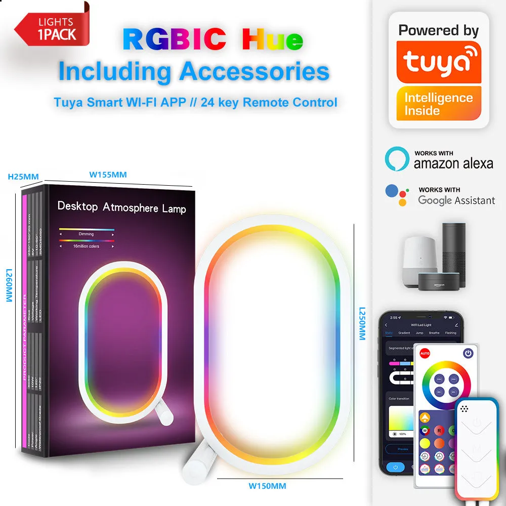 Smart RGB Ambience Light in black finish with USB cable and app control via smartphone