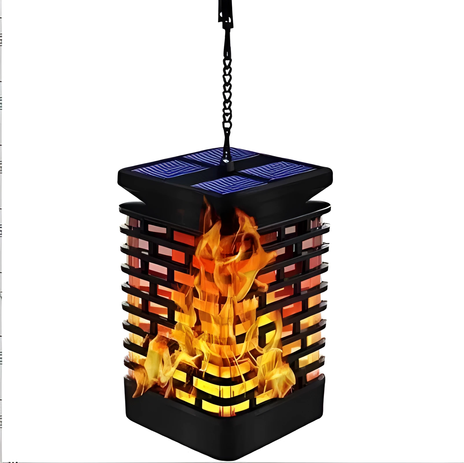 LED solar sensor flame torch light in gray for outdoor use on balcony or in garden