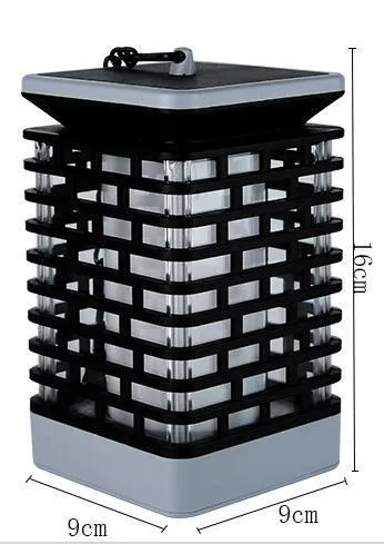 LED solar sensor flame torch light in gray for outdoor use on balcony or in garden