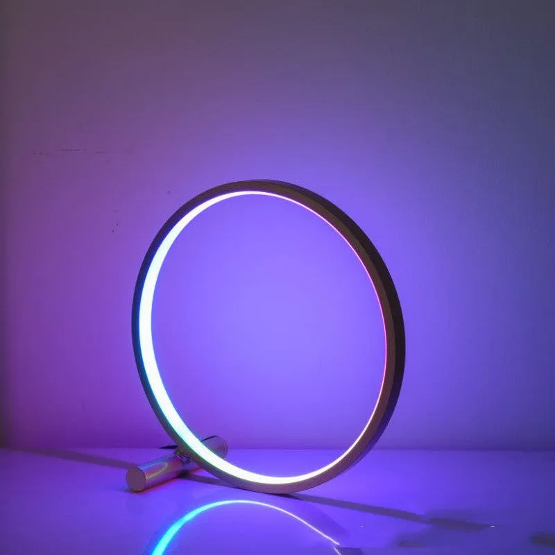 Nordic simple USB table lamp with RGB atmosphere, metal holder, in black colour