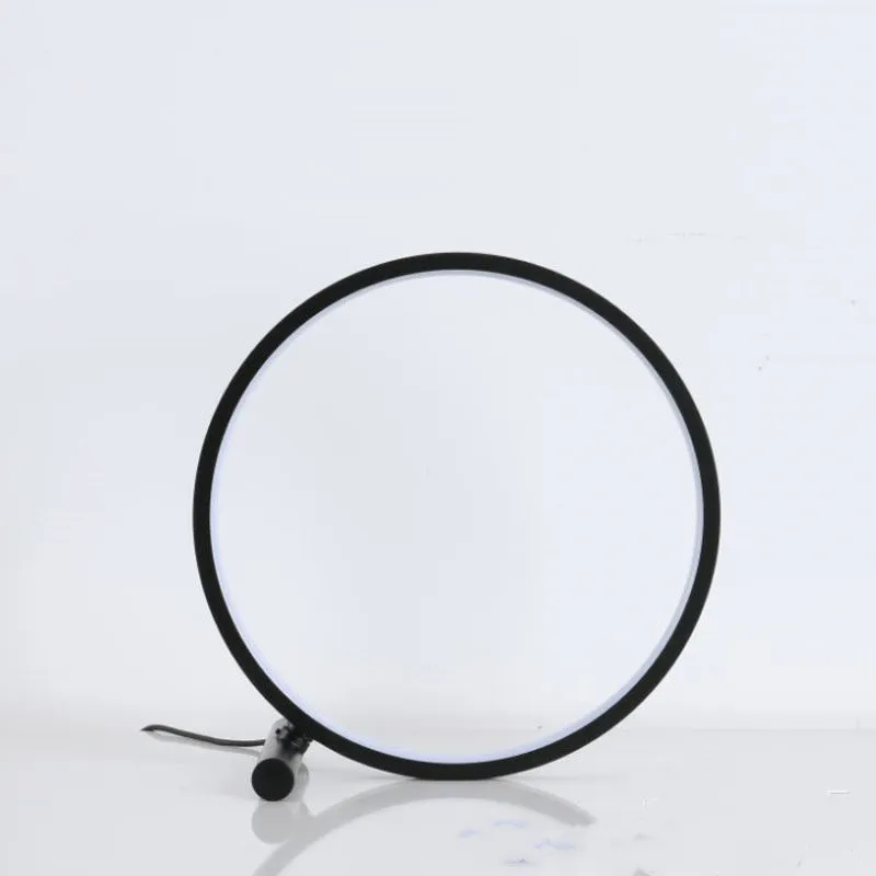 Nordic simple USB table lamp with RGB atmosphere, metal holder, in black colour
