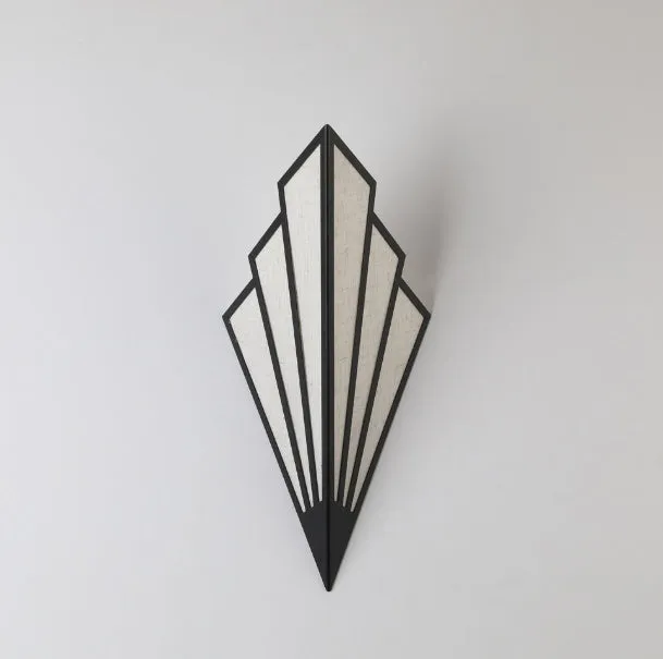 Black wrought iron linen wall lamp 18cm diameter 43cm height for corridor staircase