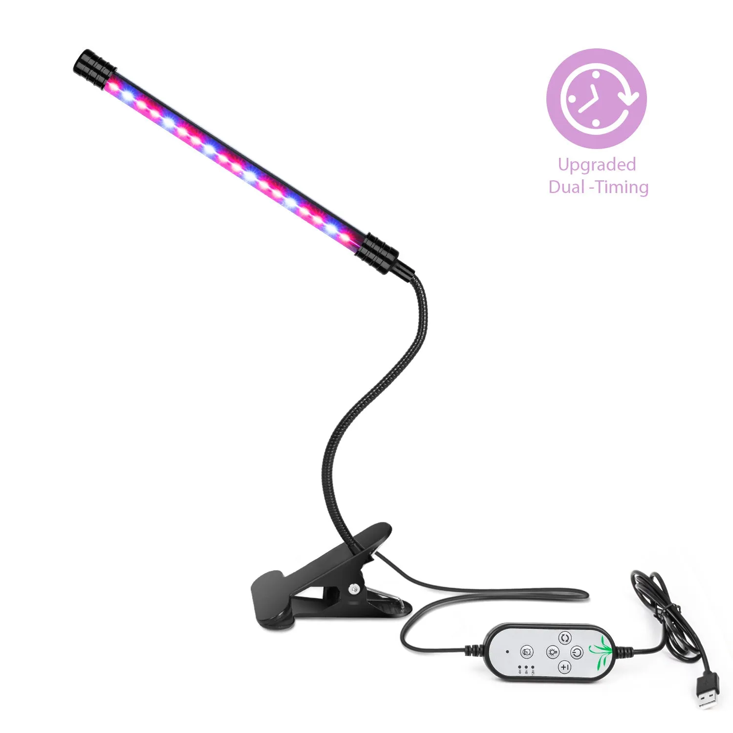 Goodland LED Grow Light USB Phyto Lamp with 360° flexible goosenecks and adjustable clip, IP66 waterproof, 18 LEDs
