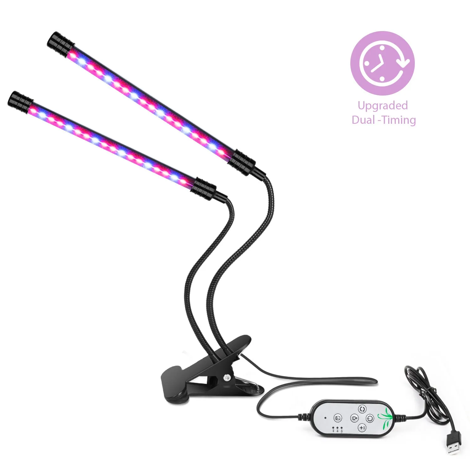 Goodland LED Grow Light USB Phyto Lamp with 360° flexible goosenecks and adjustable clip, IP66 waterproof, 18 LEDs