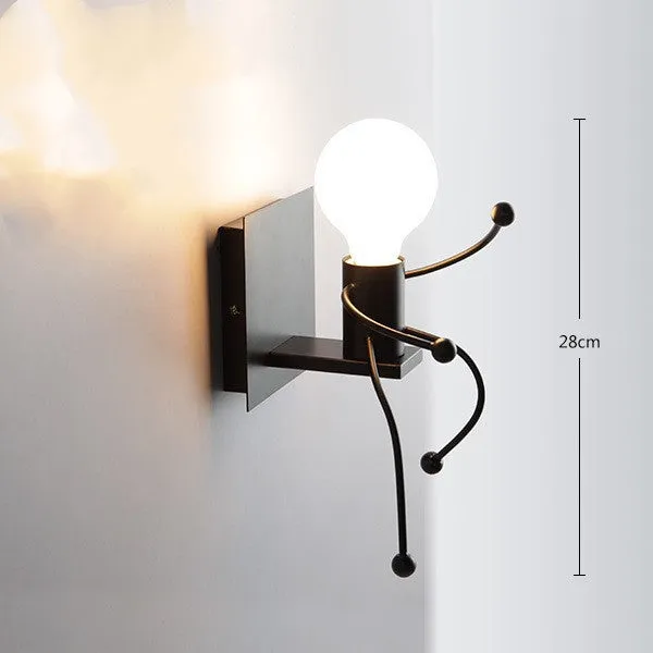 Modern LED bedside lamp with iron shade, 250mm height, black finish