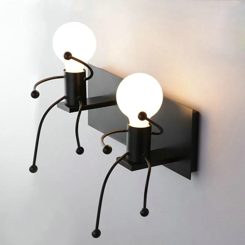 Modern LED bedside lamp with iron shade, 250mm height, black finish