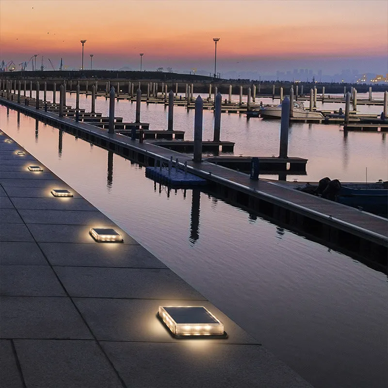 Solar floor tile lamp with aluminium alloy body and glass shade for outdoor staircase decoration