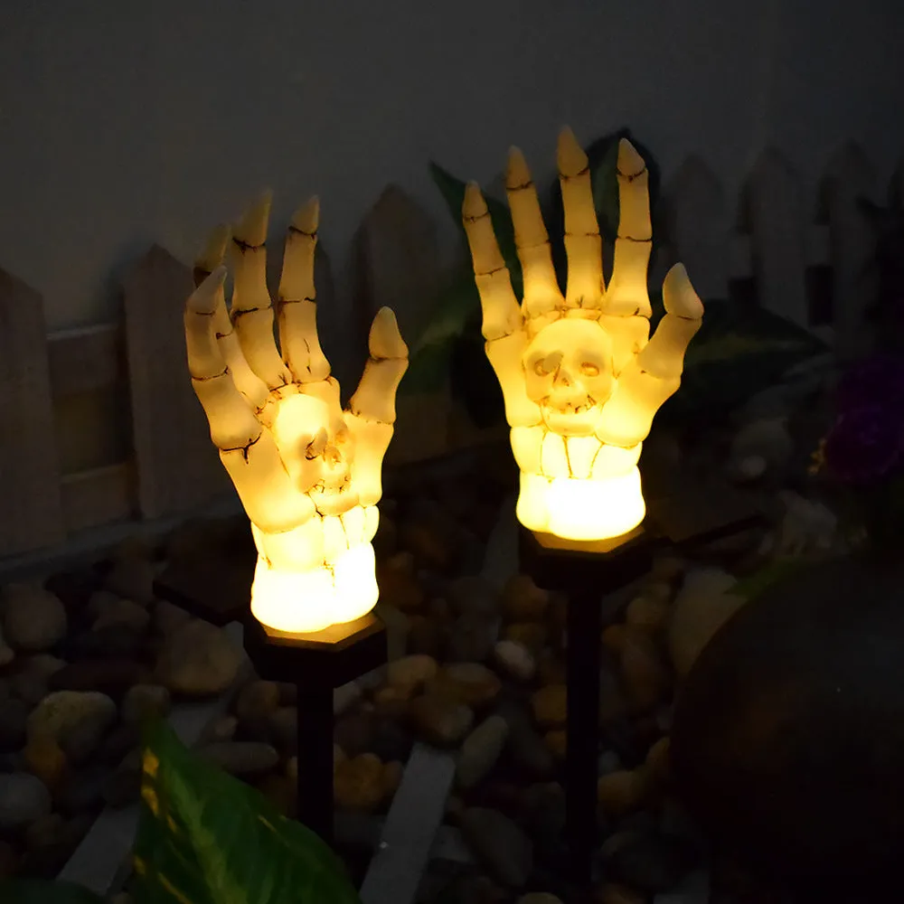 Halloween ghost hand solar light with plastic construction and IP55 waterproof rating for garden decoration