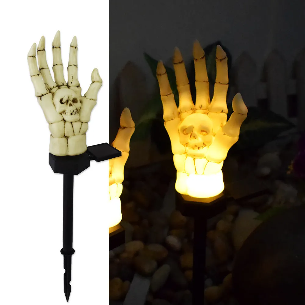 Halloween ghost hand solar light with plastic construction and IP55 waterproof rating for garden decoration