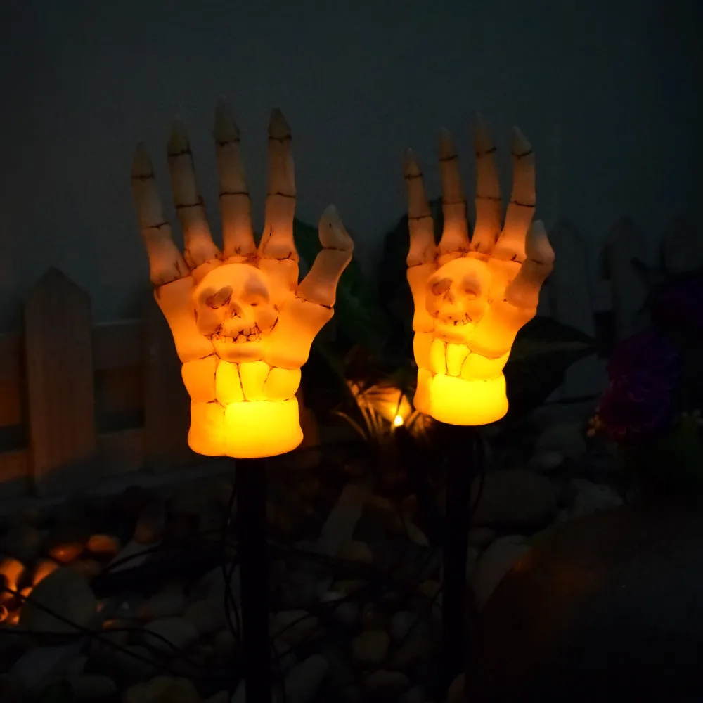 Halloween ghost hand solar light with plastic construction and IP55 waterproof rating for garden decoration