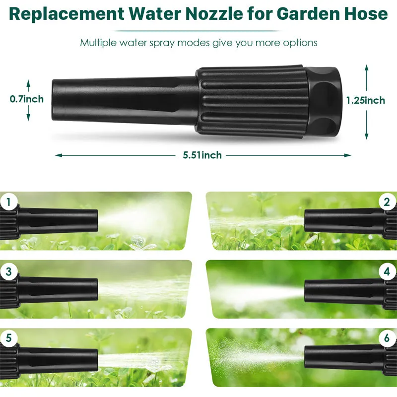 100ft stainless steel flexible garden hose with 10-pattern spray nozzle on grass