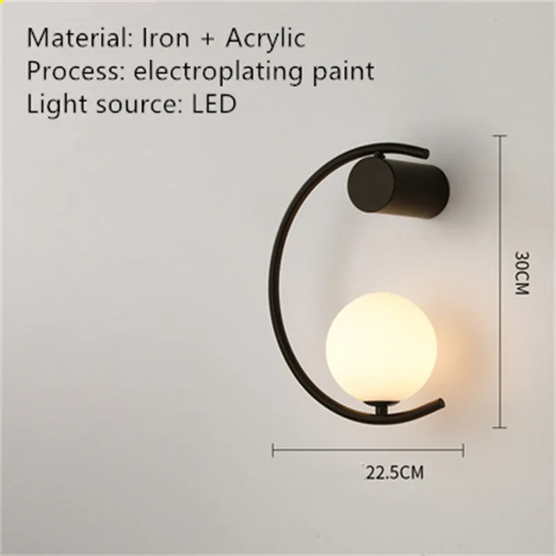 Modern minimalist wall lamp, iron and acrylic, black finish, LED trichromatic dimming, 22.5x30cm