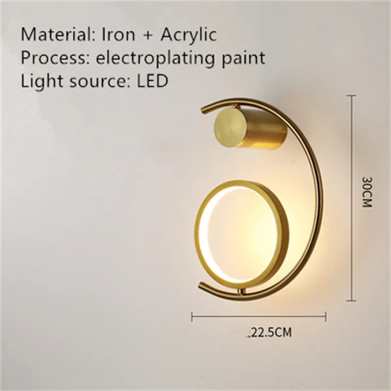 Modern minimalist wall lamp, iron and acrylic, black finish, LED trichromatic dimming, 22.5x30cm