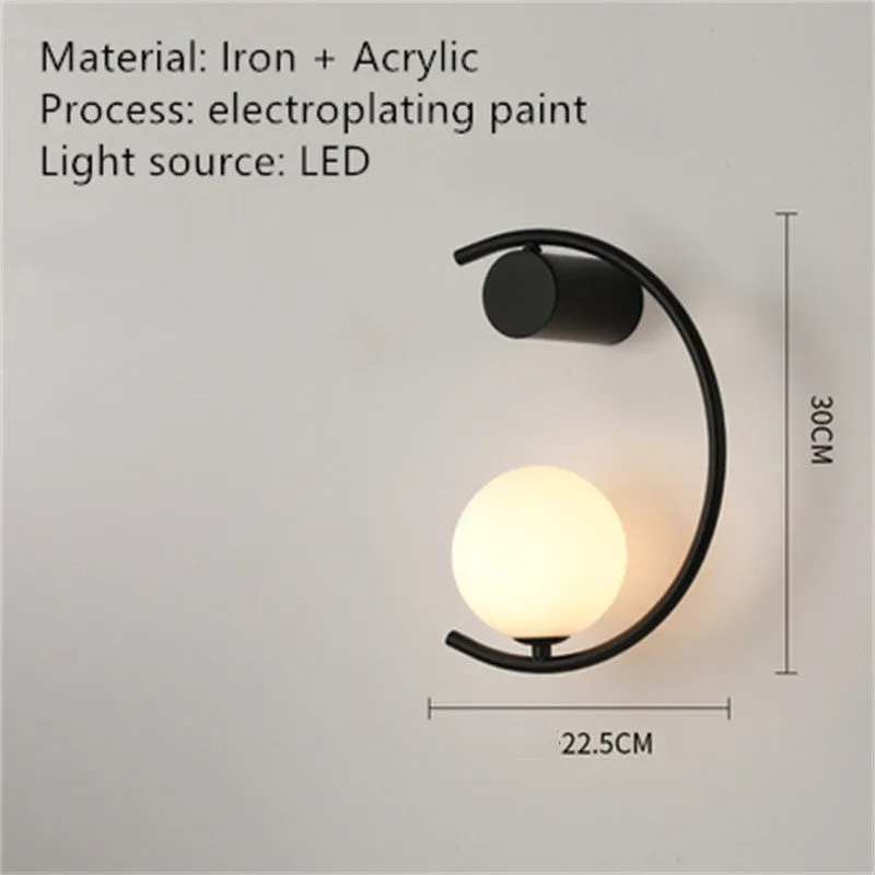 Modern minimalist wall lamp, iron and acrylic, black finish, LED trichromatic dimming, 22.5x30cm