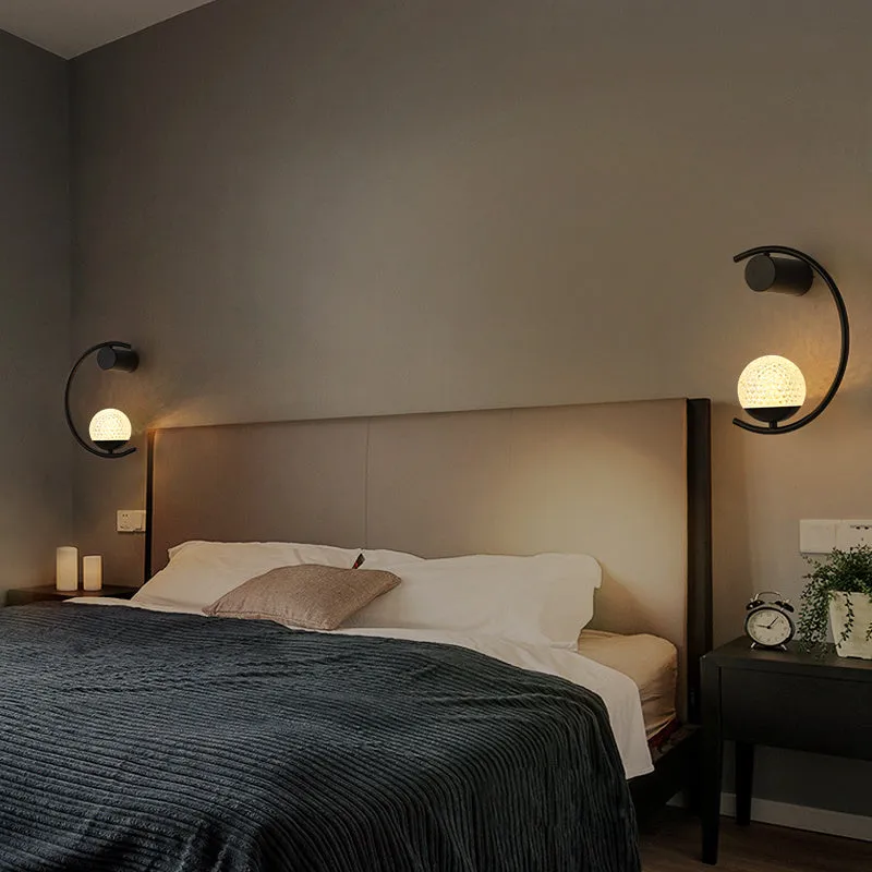 Modern minimalist wall lamp, iron and acrylic, black finish, LED trichromatic dimming, 22.5x30cm