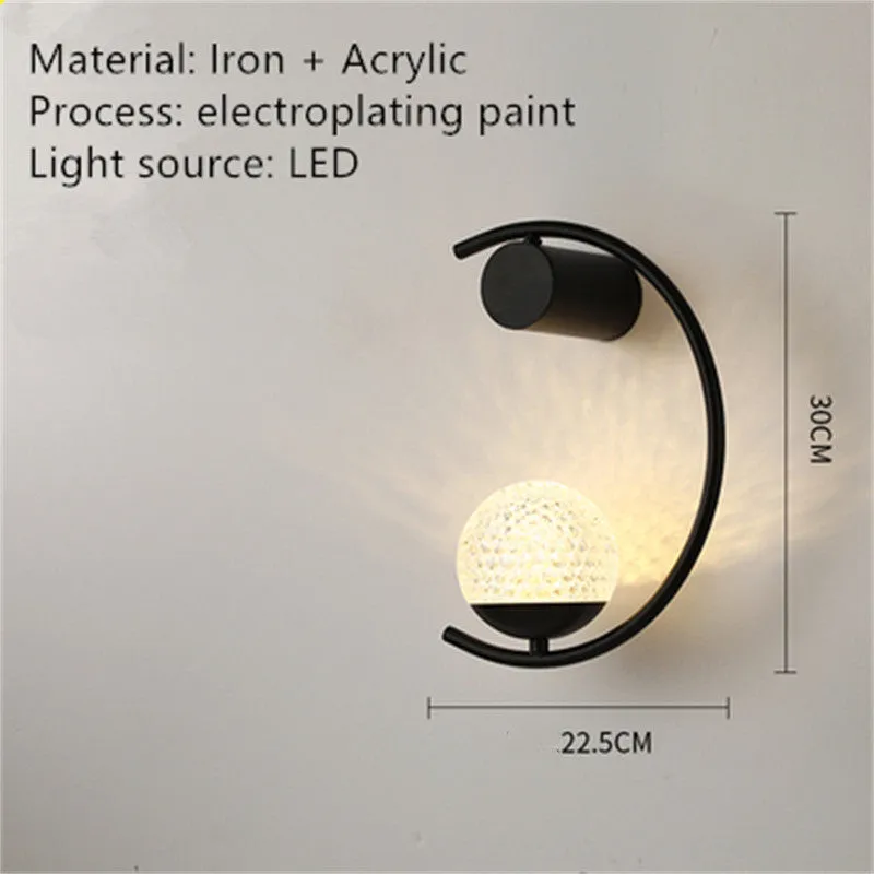 Modern minimalist wall lamp, iron and acrylic, black finish, LED trichromatic dimming, 22.5x30cm
