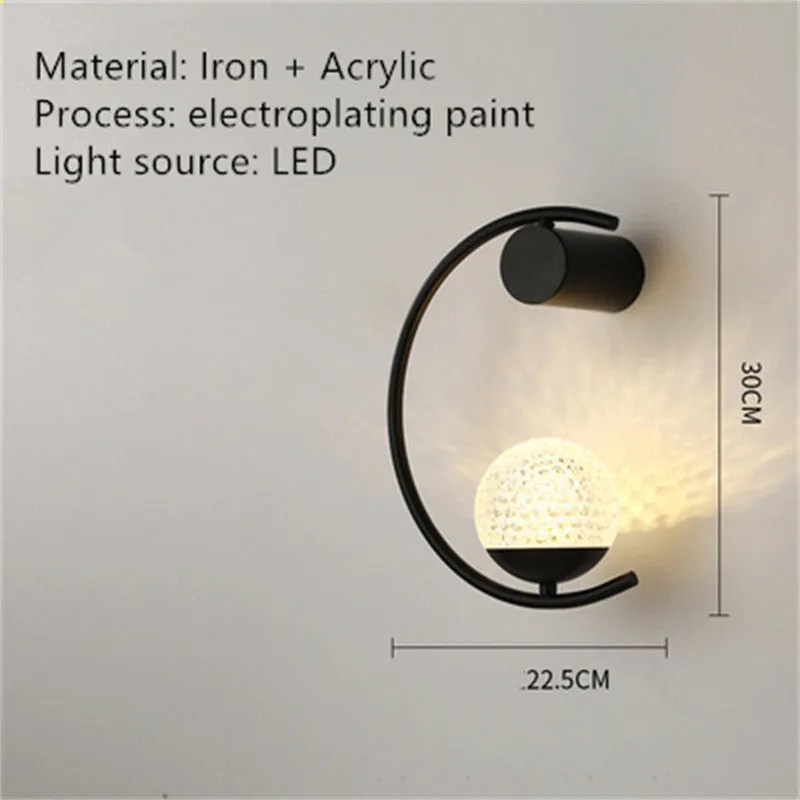 Modern minimalist wall lamp, iron and acrylic, black finish, LED trichromatic dimming, 22.5x30cm
