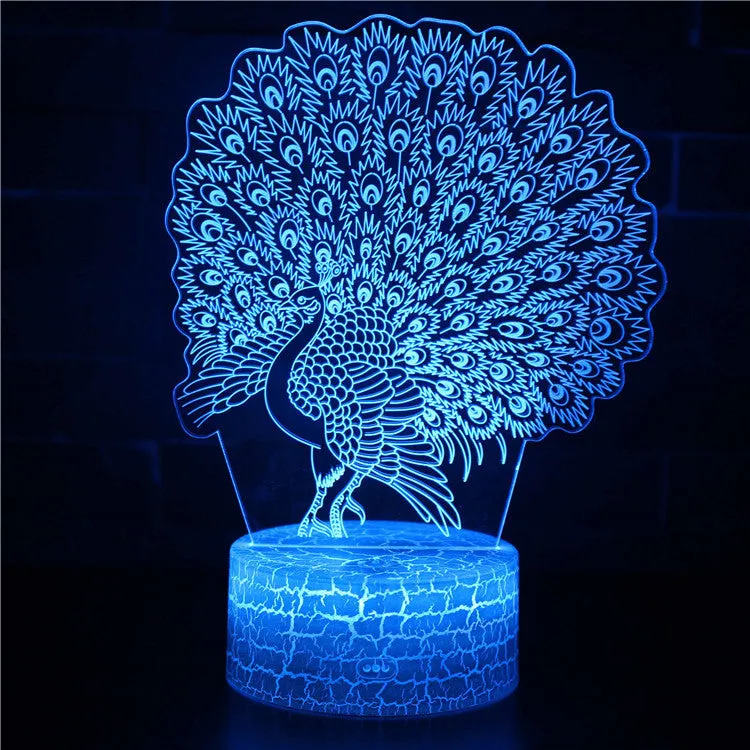 Small acrylic 3D USB table lamp with colourful touch control and crack base design on desk
