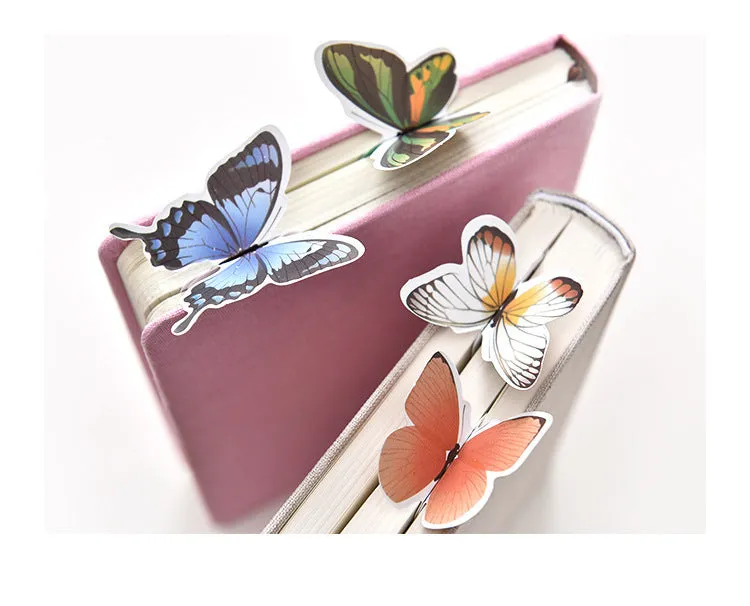 Butterfly design paper bookmark measuring 13.5cm by 5.5cm with Japanese and South Korean cute stationery style