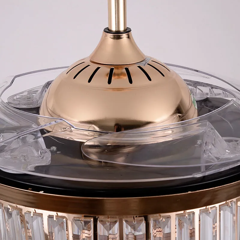 Invisible ceiling fan lamp with ABS blades and crystal lampshade in 42 inch size for living room
