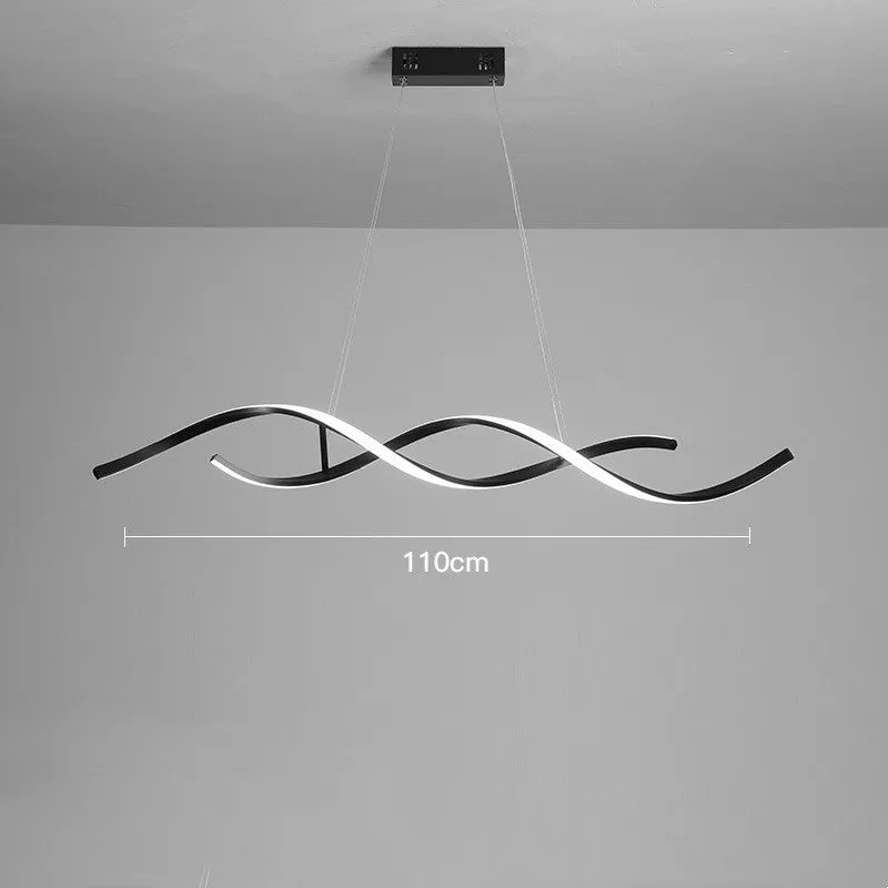 Minimalist post-modern Scandinavian LED chandelier black, remote control dimmable, 90cm length