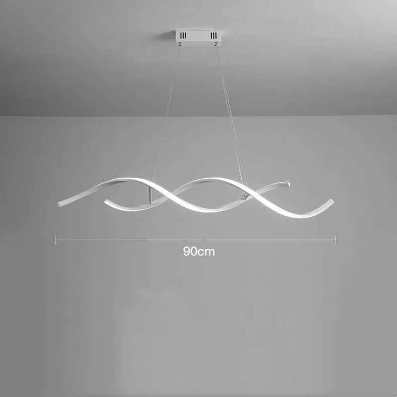 Minimalist post-modern Scandinavian LED chandelier black, remote control dimmable, 90cm length