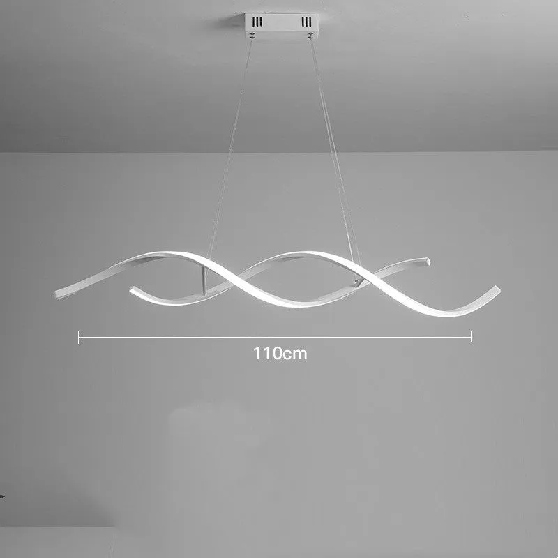 Minimalist post-modern Scandinavian LED chandelier black, remote control dimmable, 90cm length