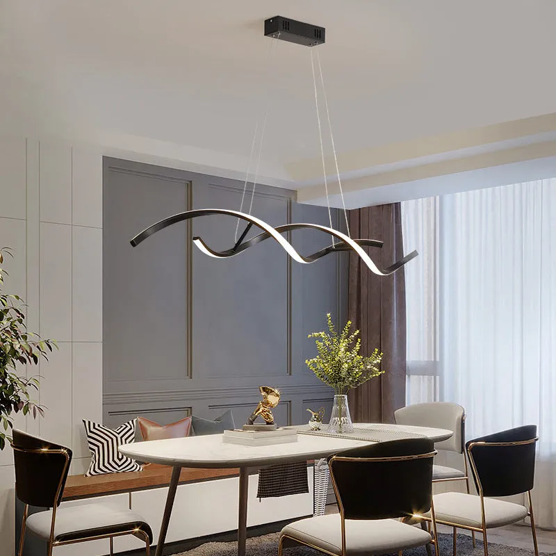 Minimalist post-modern Scandinavian LED chandelier black, remote control dimmable, 90cm length
