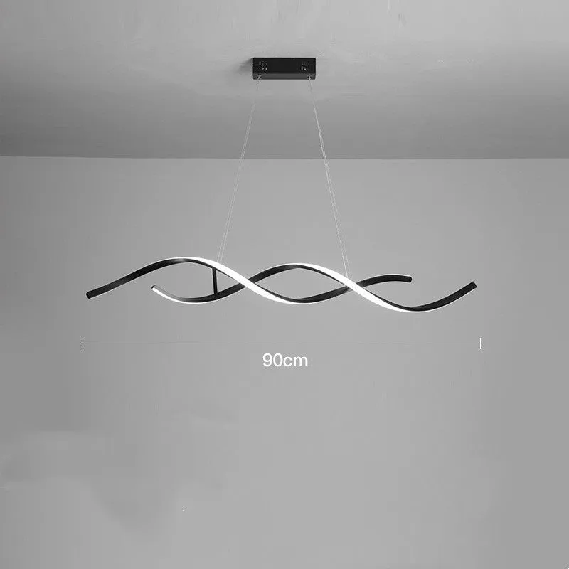 Minimalist post-modern Scandinavian LED chandelier black, remote control dimmable, 90cm length
