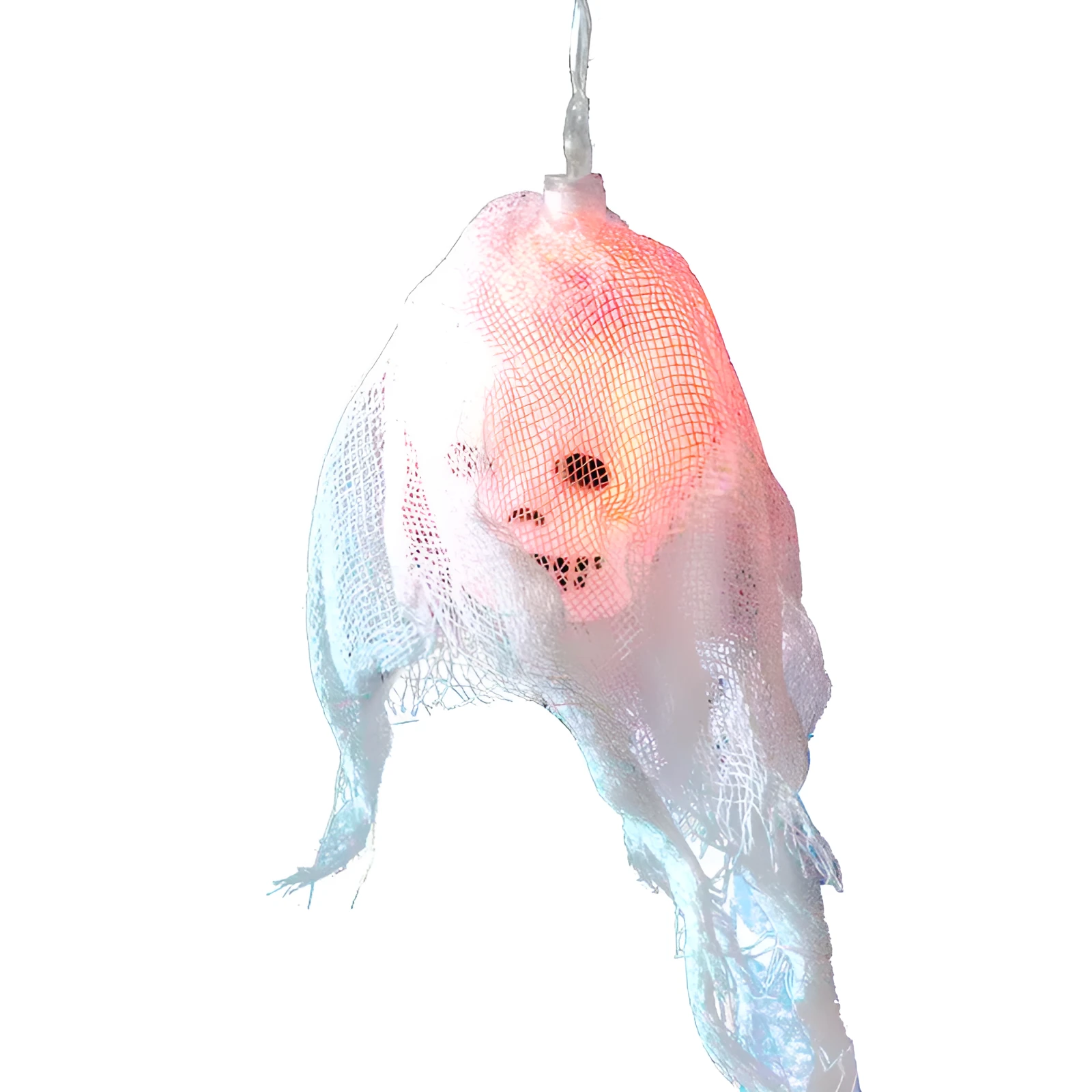 LED Halloween string lights with ghost head and yarn decoration, 10 lights on a 2.5-metre wire, dimmable with IP44 rating