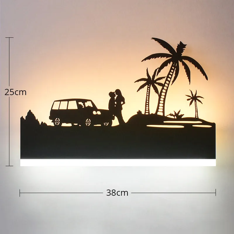 Black LED acrylic wall lamp 38cm diameter 22cm height with painted hardware