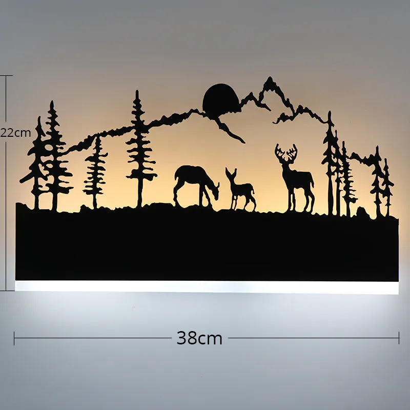 Black LED acrylic wall lamp 38cm diameter 22cm height with painted hardware