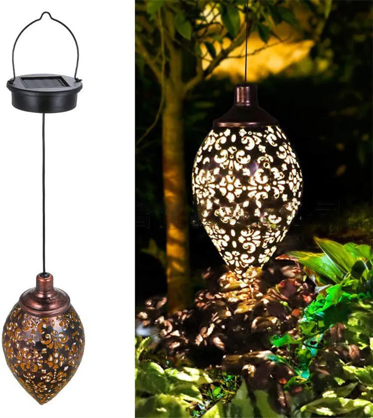 Solar wrought iron ground ball lamp LED with 15x15x46mm dimensions, black finish