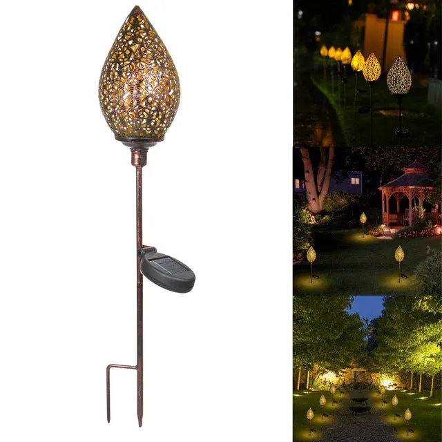 Solar wrought iron ground ball lamp LED with 15x15x46mm dimensions, black finish