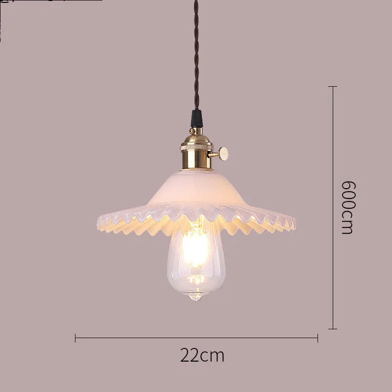Nordic minimalist copper glass chandelier with amber glass shade and black chassis, adjustable height 1.2m