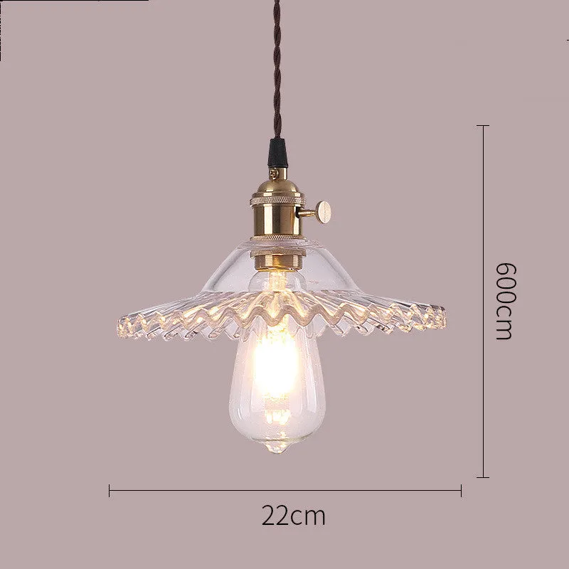 Nordic minimalist copper glass chandelier with amber glass shade and black chassis, adjustable height 1.2m
