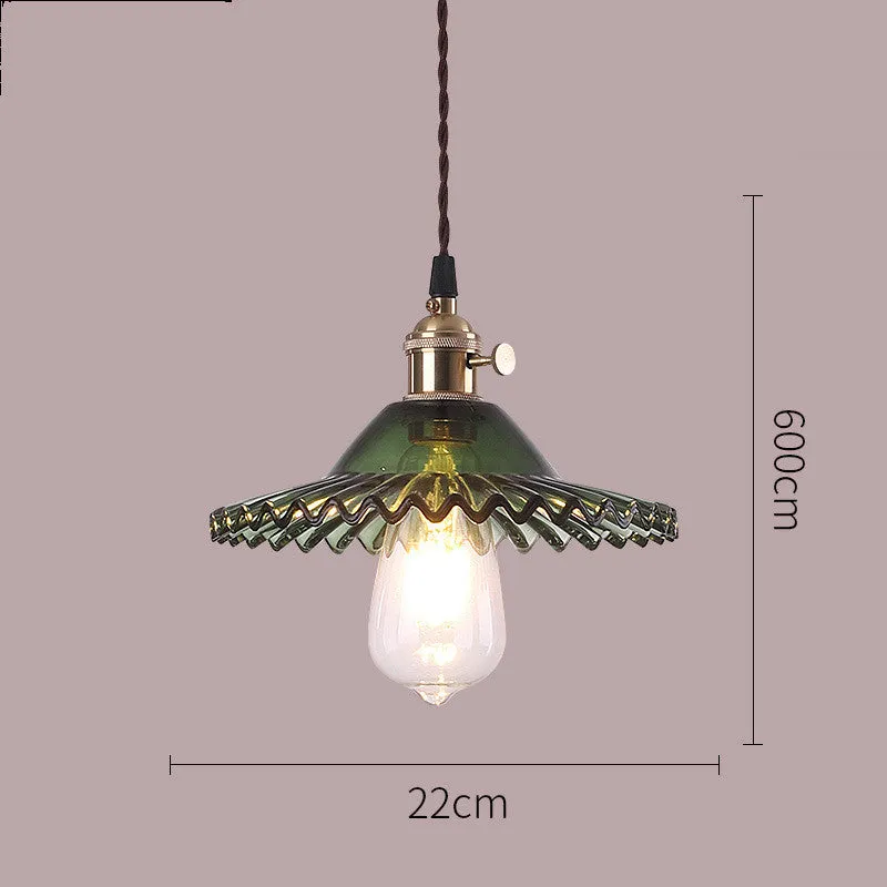 Nordic minimalist copper glass chandelier with amber glass shade and black chassis, adjustable height 1.2m